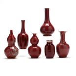A Group of Six Chinese Sang de Boeuf Cabinet Vases