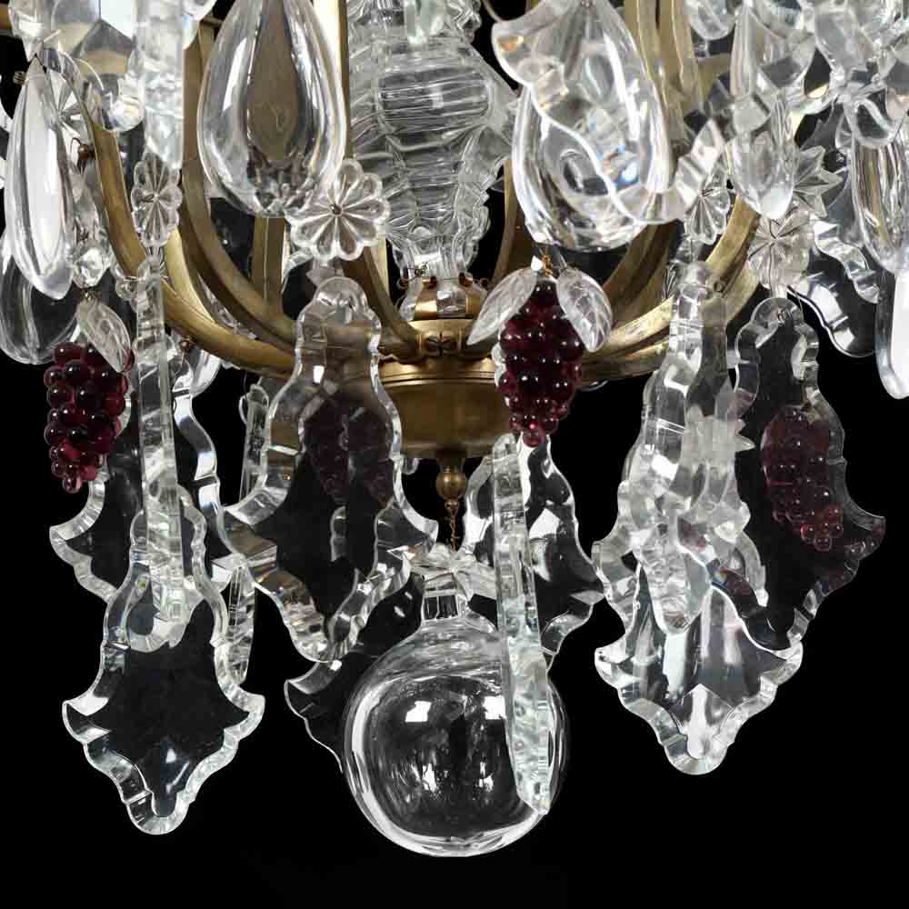 Large Vintage Italian Rococo Style Drop Prism Chandelier - Image 9 of 11
