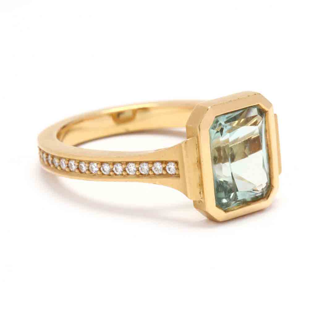 22KT Gold, Green Tourmaline, and Diamond Ring, Jewelsmith - Image 2 of 5