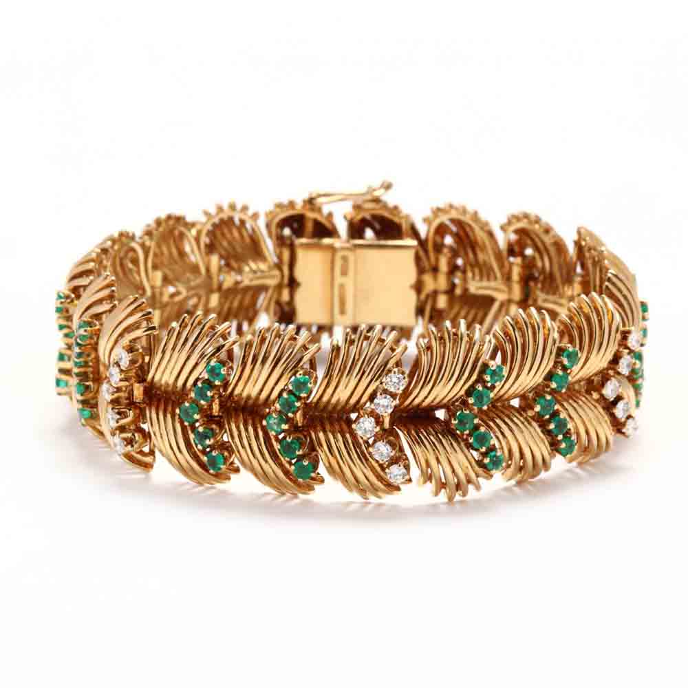 Vintage 18KT Gold and Gem-Set Bracelet, Retzignac