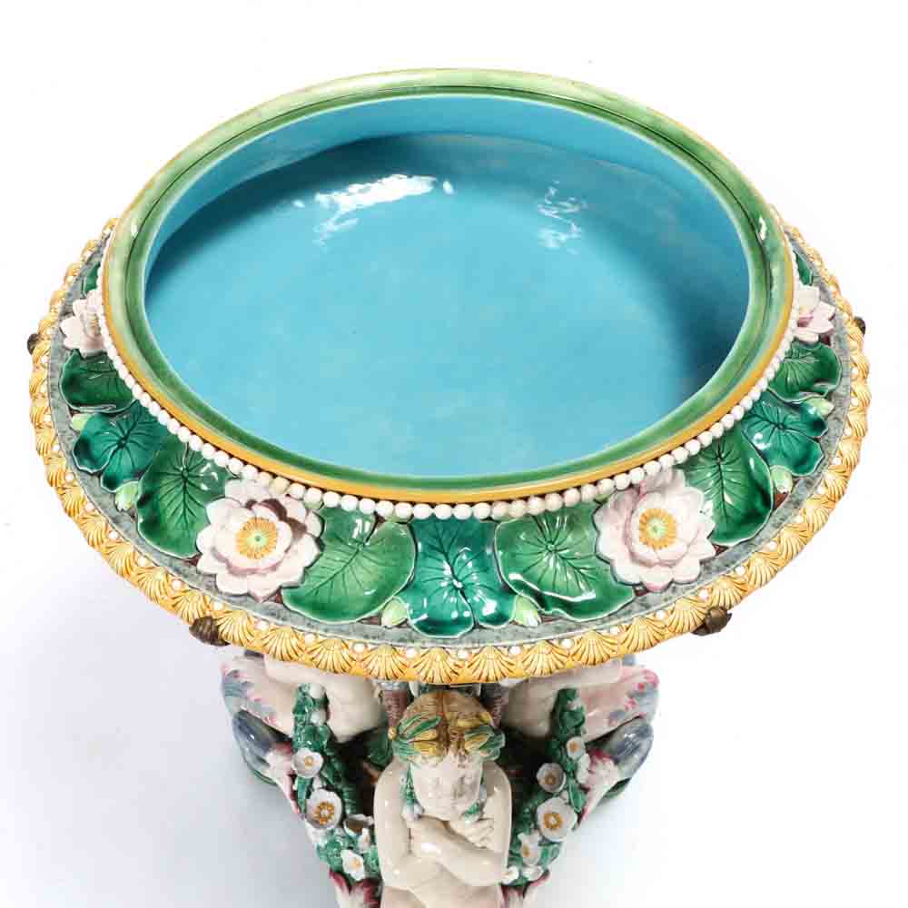 An Important Minton Ormolu Mounted Majolica Jardiniere and Pedestal - Image 3 of 10