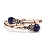 Antique Silver Topped Gold, Diamond, and Lapis Lazuli Bracelet