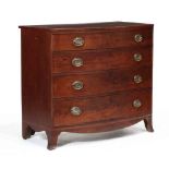 Federal Bowfront Mahogany Chest of Drawers, Stamped "I. Weaver"