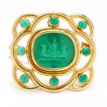 18KT Gold, Venetian Glass, and Gem-Set Brooch / Pendant, Elizabeth Locke