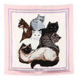 Rare Vintage Silk Scarf, Les Chats, Hermes