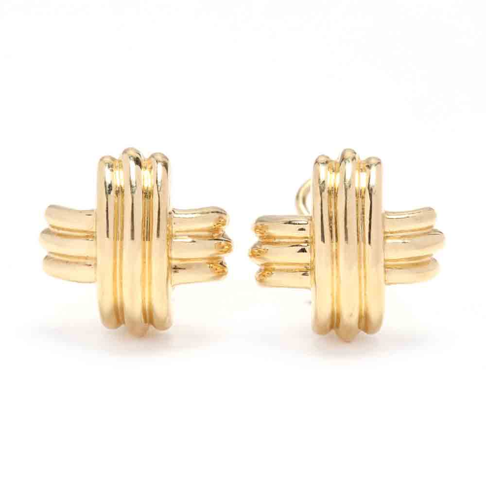 18KT Gold "Signature" Earrings, Tiffany & Co.