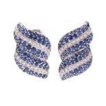 18KT White Gold, Sapphire, and Diamond Earrings