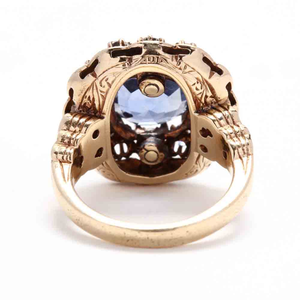 Gold, Sapphire, Diamond, and Enamel Ring - Image 3 of 4