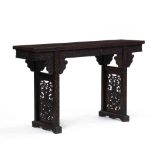 A Chinese Carved Rosewood Altar Table