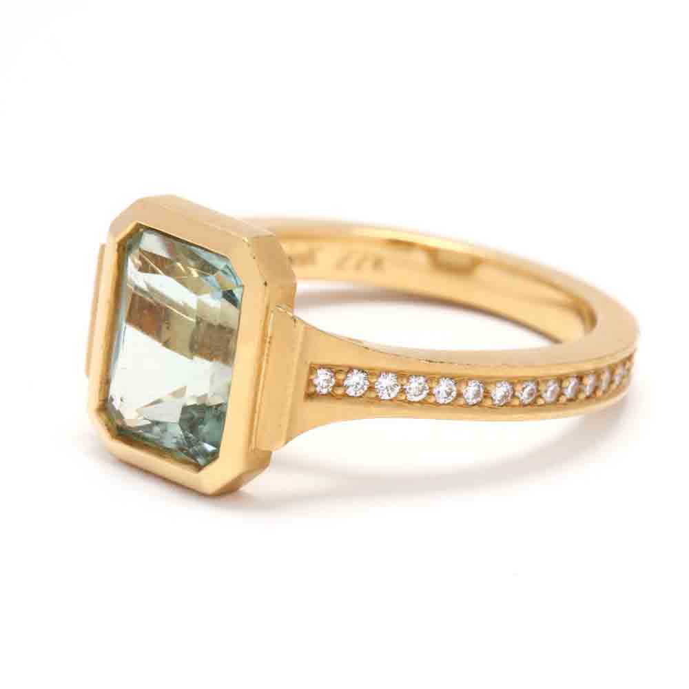 22KT Gold, Green Tourmaline, and Diamond Ring, Jewelsmith - Image 4 of 5