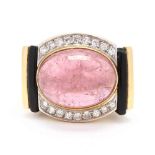 18KT Gold, Pink Tourmaline, and Gem-Set Ring