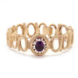 14KT Gold, Amethyst, and Diamond Bracelet