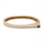 Modernist 18KT Gold, Gem-Set Bangle Bracelet