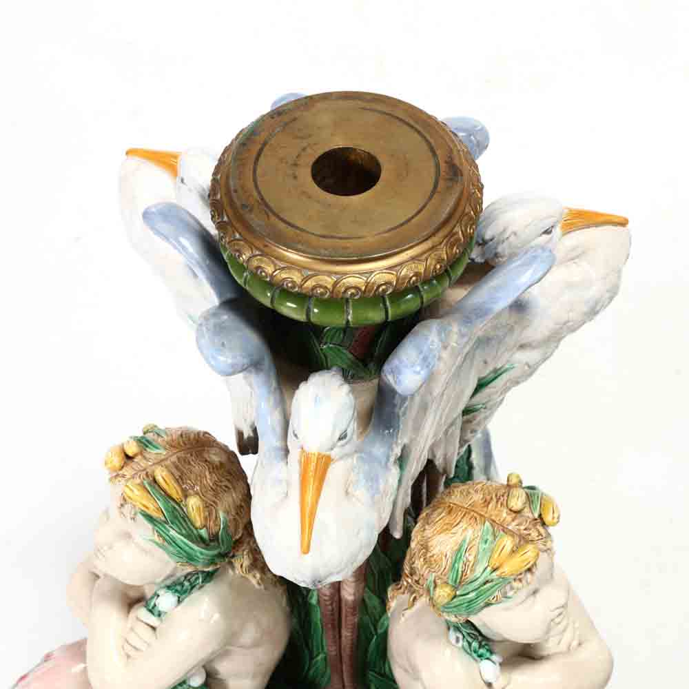 An Important Minton Ormolu Mounted Majolica Jardiniere and Pedestal - Image 8 of 10