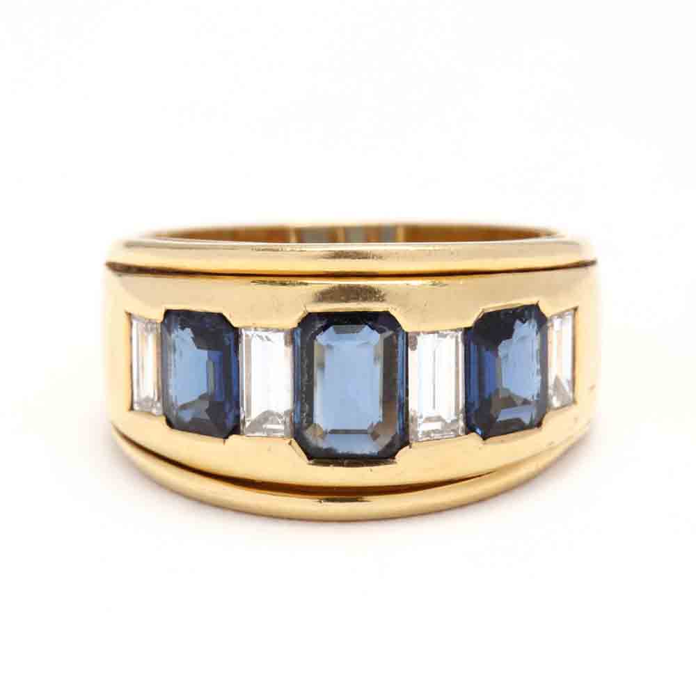 18KT Gold, Sapphire, and Diamond Ring