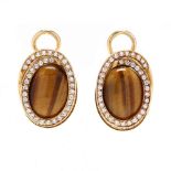 18KT Gold, Tiger's Eye, and Diamond Earrings, Roberto Coin