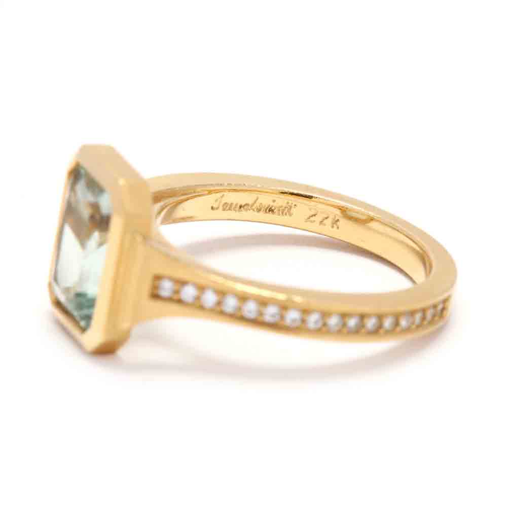 22KT Gold, Green Tourmaline, and Diamond Ring, Jewelsmith - Image 5 of 5