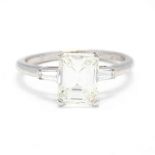 Platinum Emerald Cut Diamond Ring