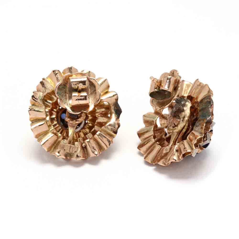 14KT Gold, Sapphire, and Diamond Brooch and Earrings - Image 2 of 5