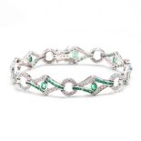 18KT White Gold, Emerald, and Diamond Bracelet