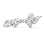 Platinum, Diamond, and Emerald Brooch