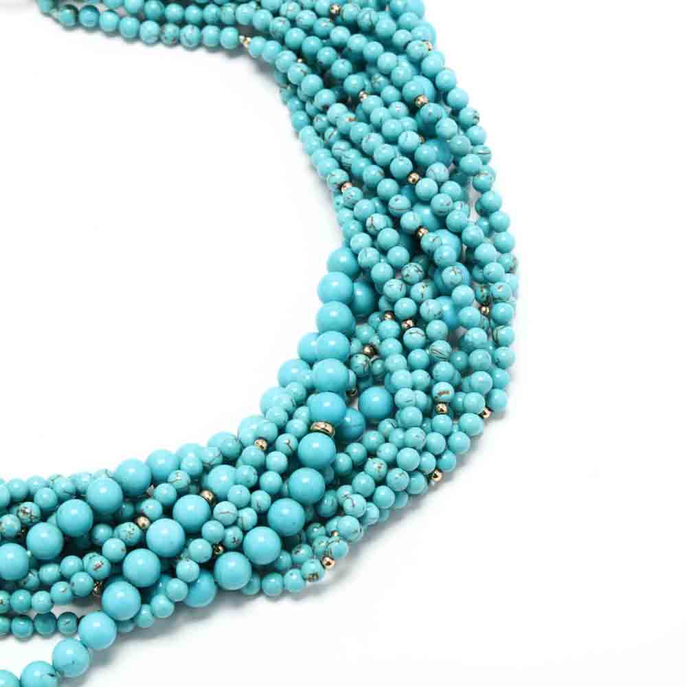14KT Gold and Turquoise Torsade Necklace - Image 2 of 3