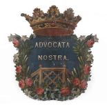 An Antique Italian Toleware Shield Honoring the Virgin Mary