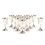 Set of Twelve Sterling Silver Goblets by S. Kirk & Son