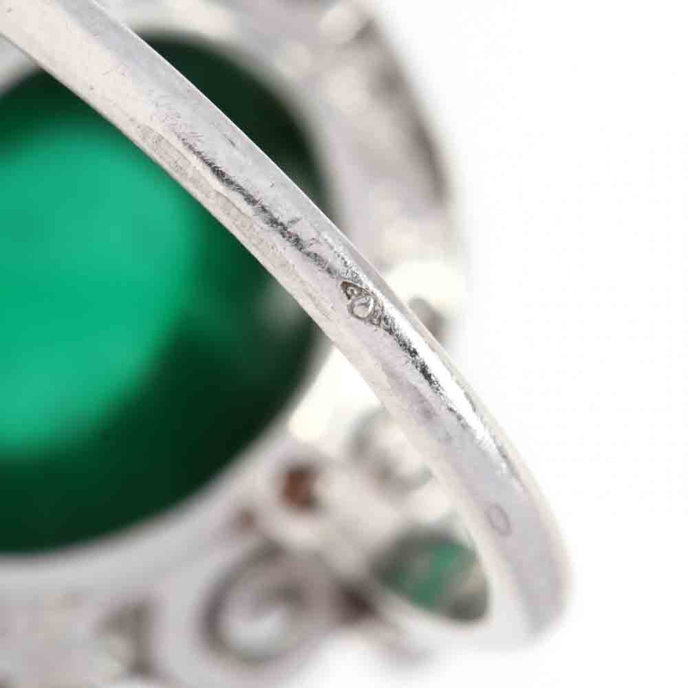 Art Deco Emerald, and Diamond Ring, French - Image 6 of 6