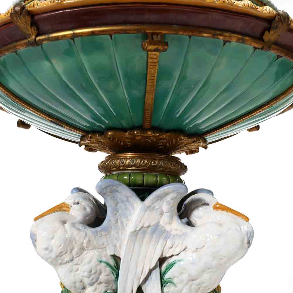 An Important Minton Ormolu Mounted Majolica Jardiniere and Pedestal - Image 4 of 10