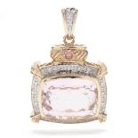 14KT Gold, Kunzite, and Diamond Pendant