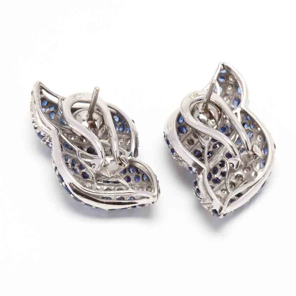 18KT White Gold, Sapphire, and Diamond Earrings - Image 2 of 3