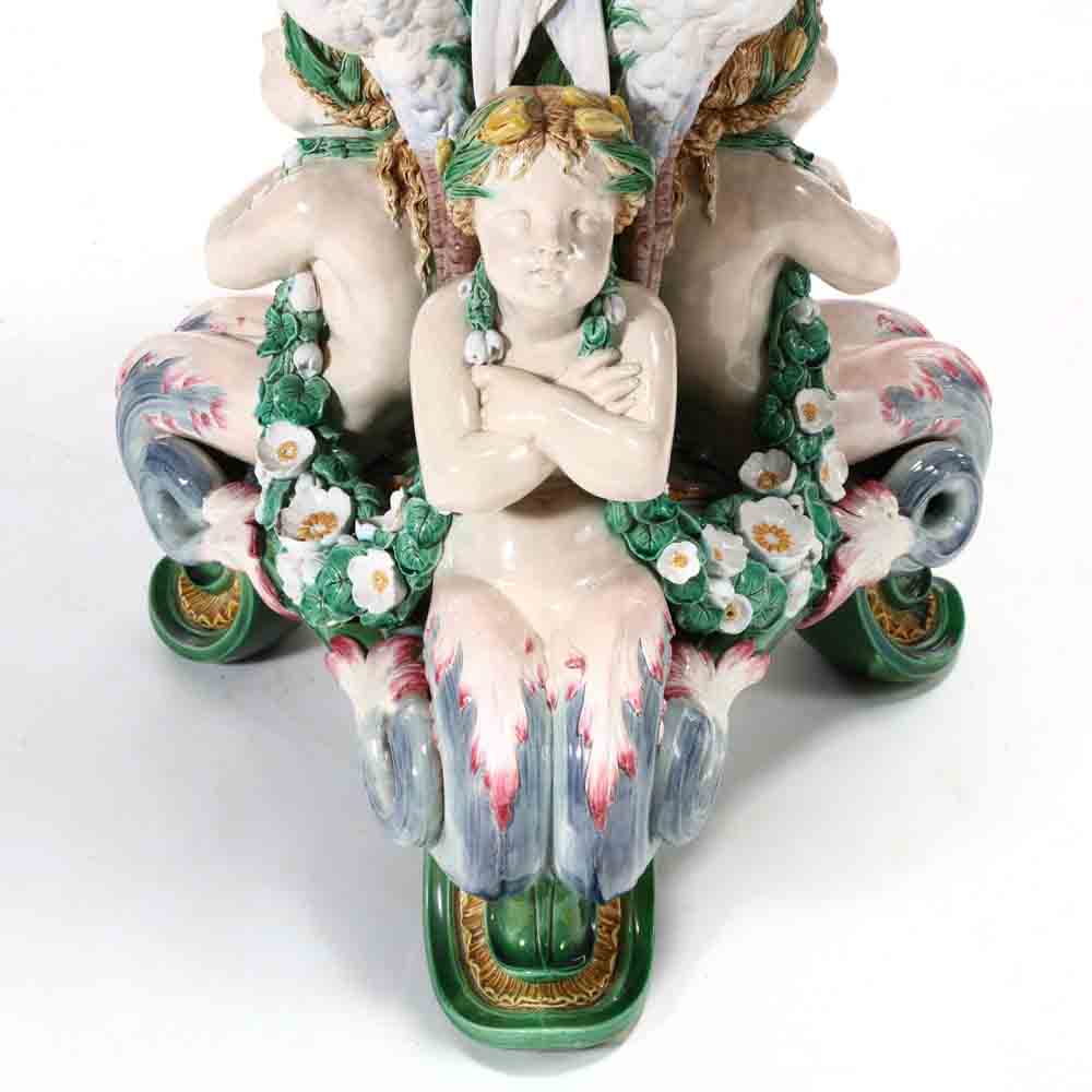 An Important Minton Ormolu Mounted Majolica Jardiniere and Pedestal - Image 2 of 10