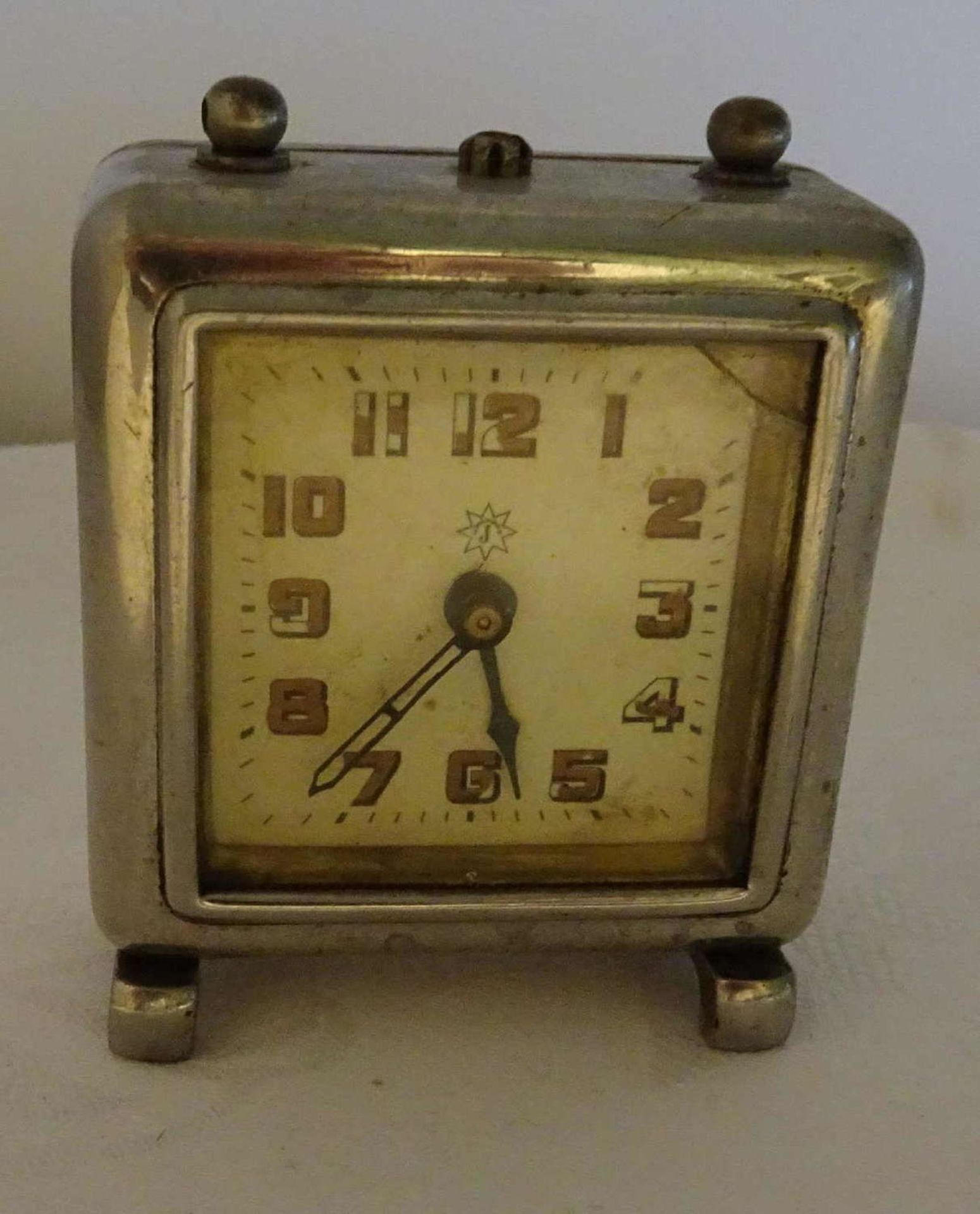 Junghans table alarm clock, Art Deco, starts. With signs of wear.