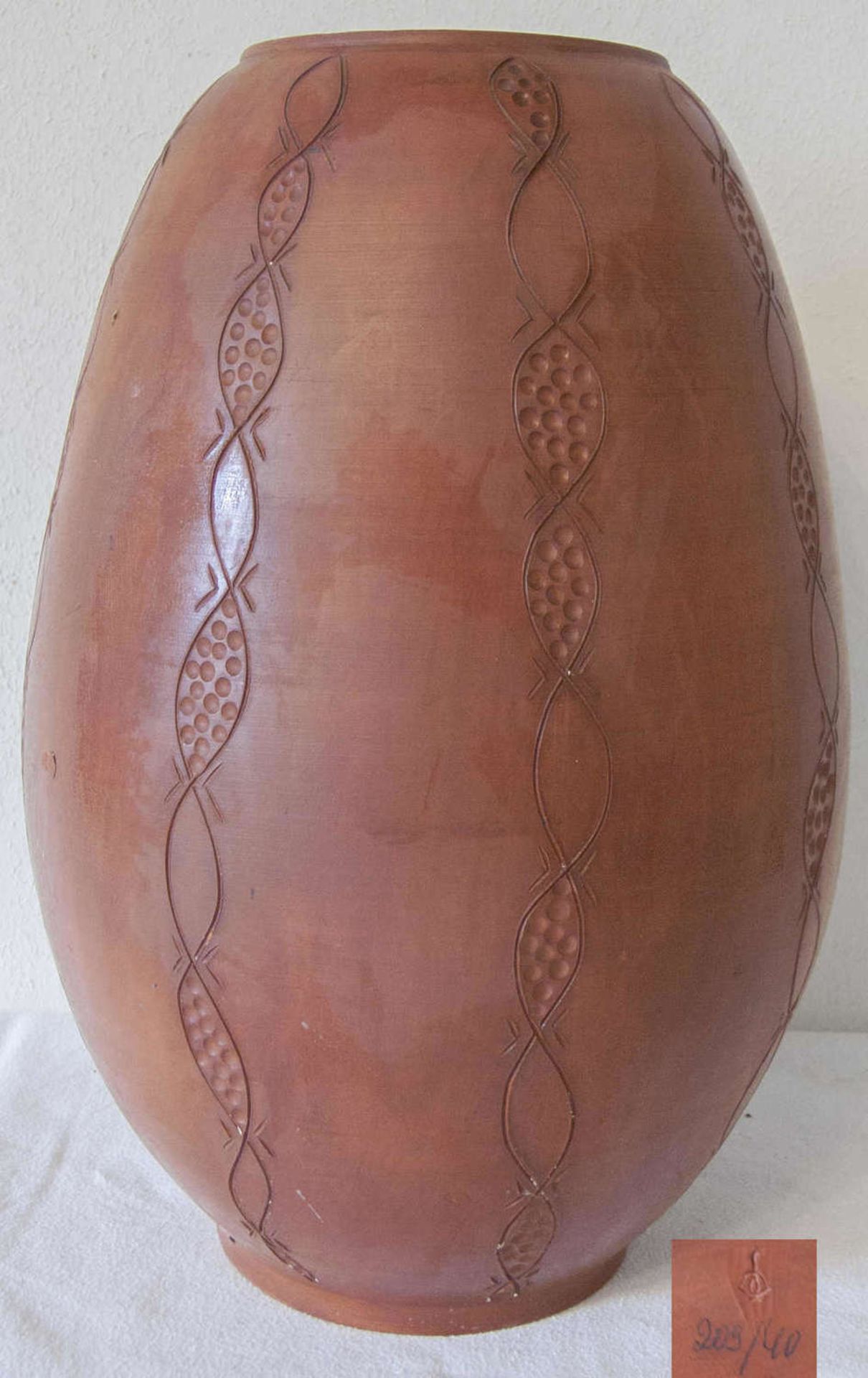 Ceramic vase. Height about 40 cm. Little nudge.