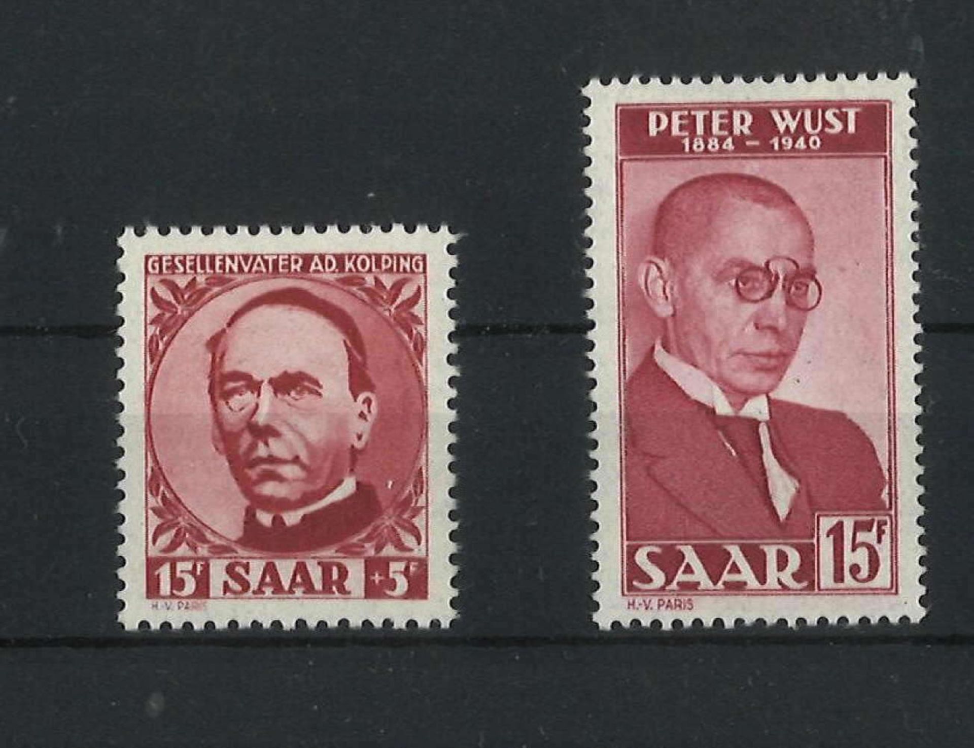 Saarland 1950, Michel No. 289-290, Kolping and Wust died. Catalog price 48 euros