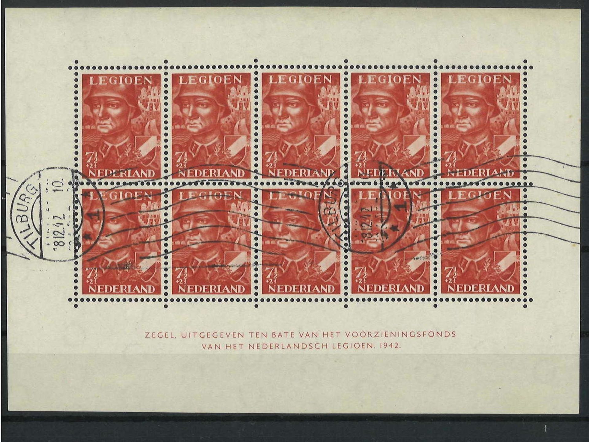 Netherlands 1942, Nederland Legion, Michel No. Block 1, catalog price 90 euros