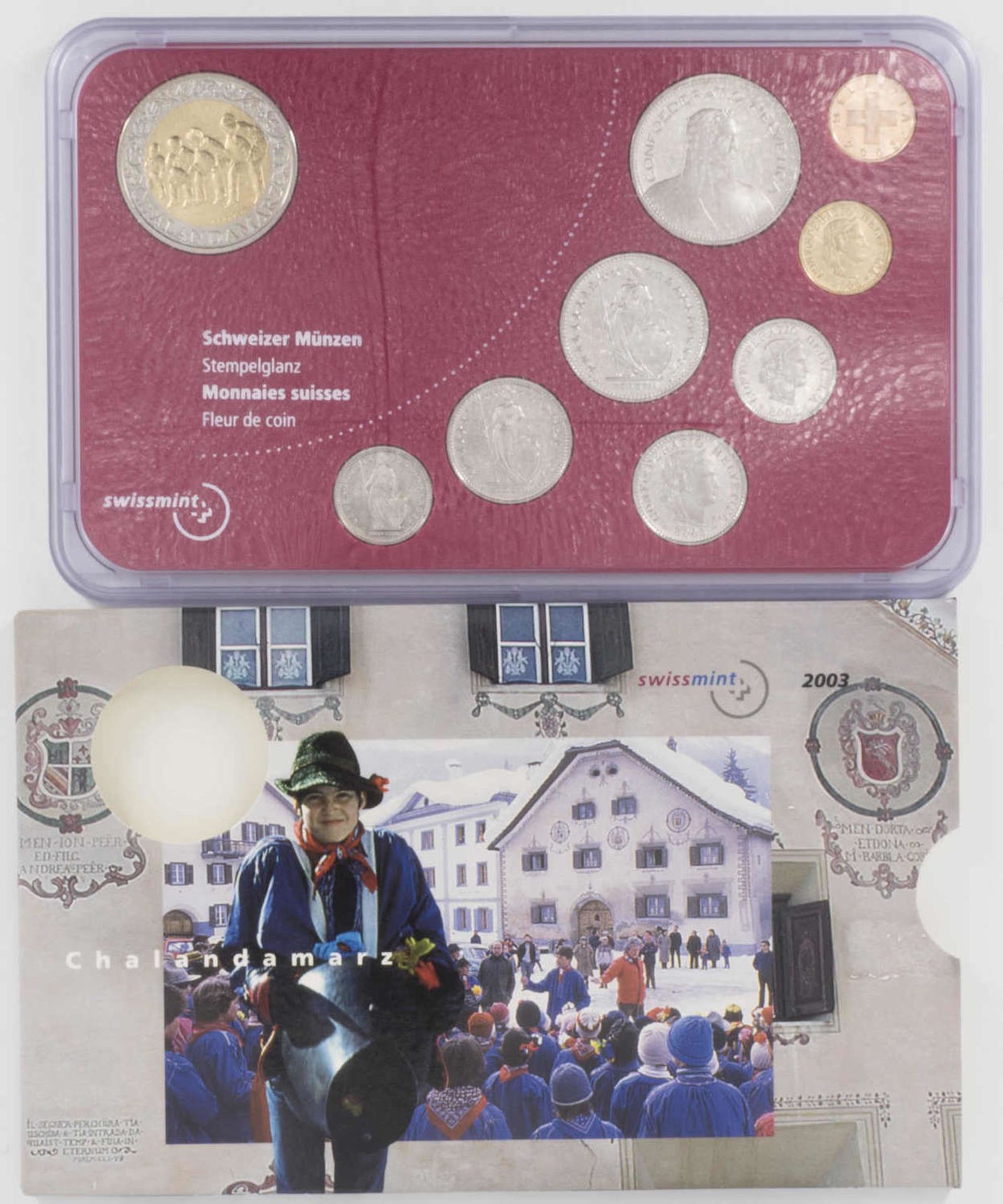Switzerland 2003, "Chalandamarz" coin set, with a special CHF 5 coin. Condition: BU.