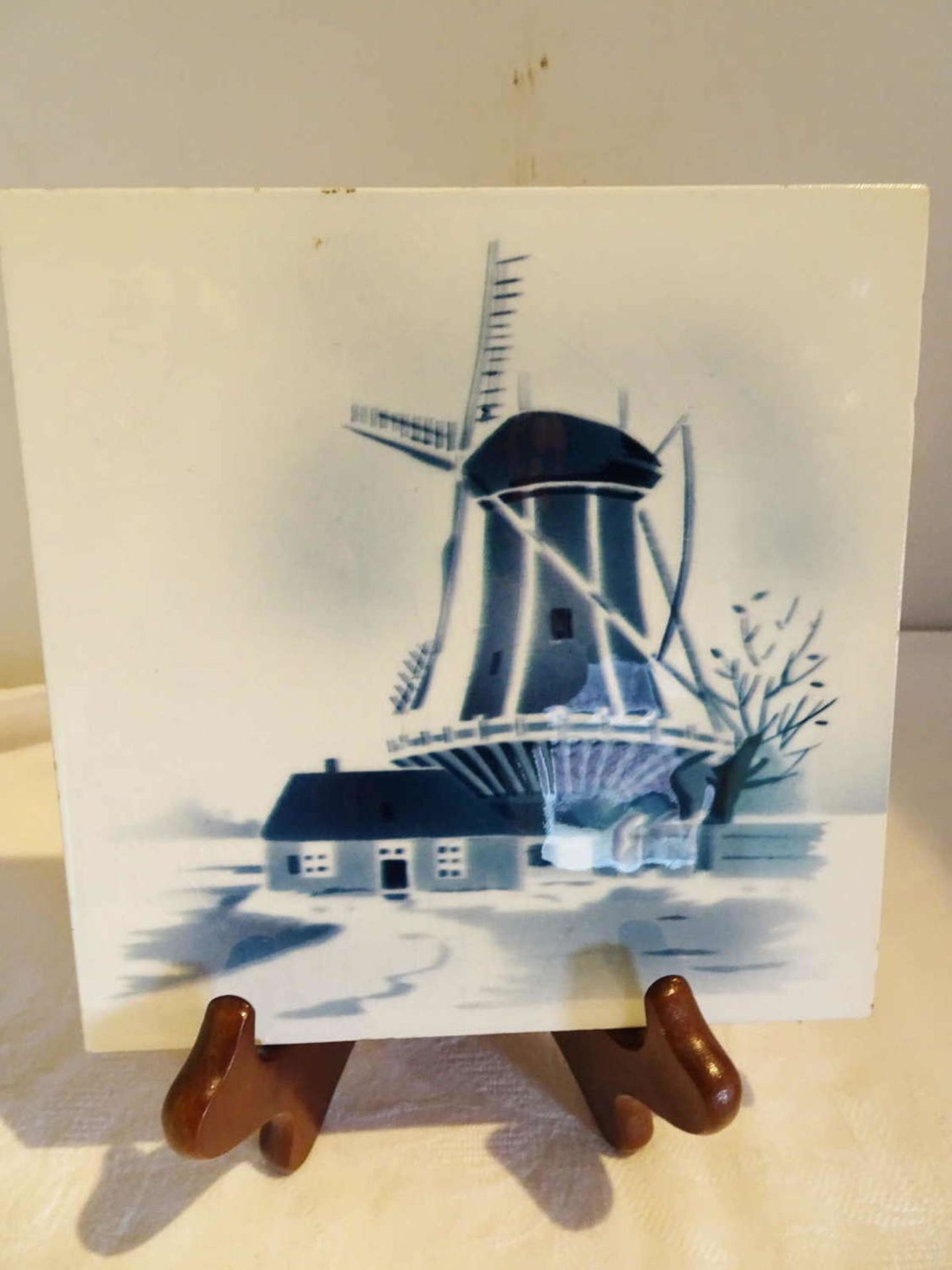 1 tile, blue windmill, company K.O.W. Worms, 15x15 cm