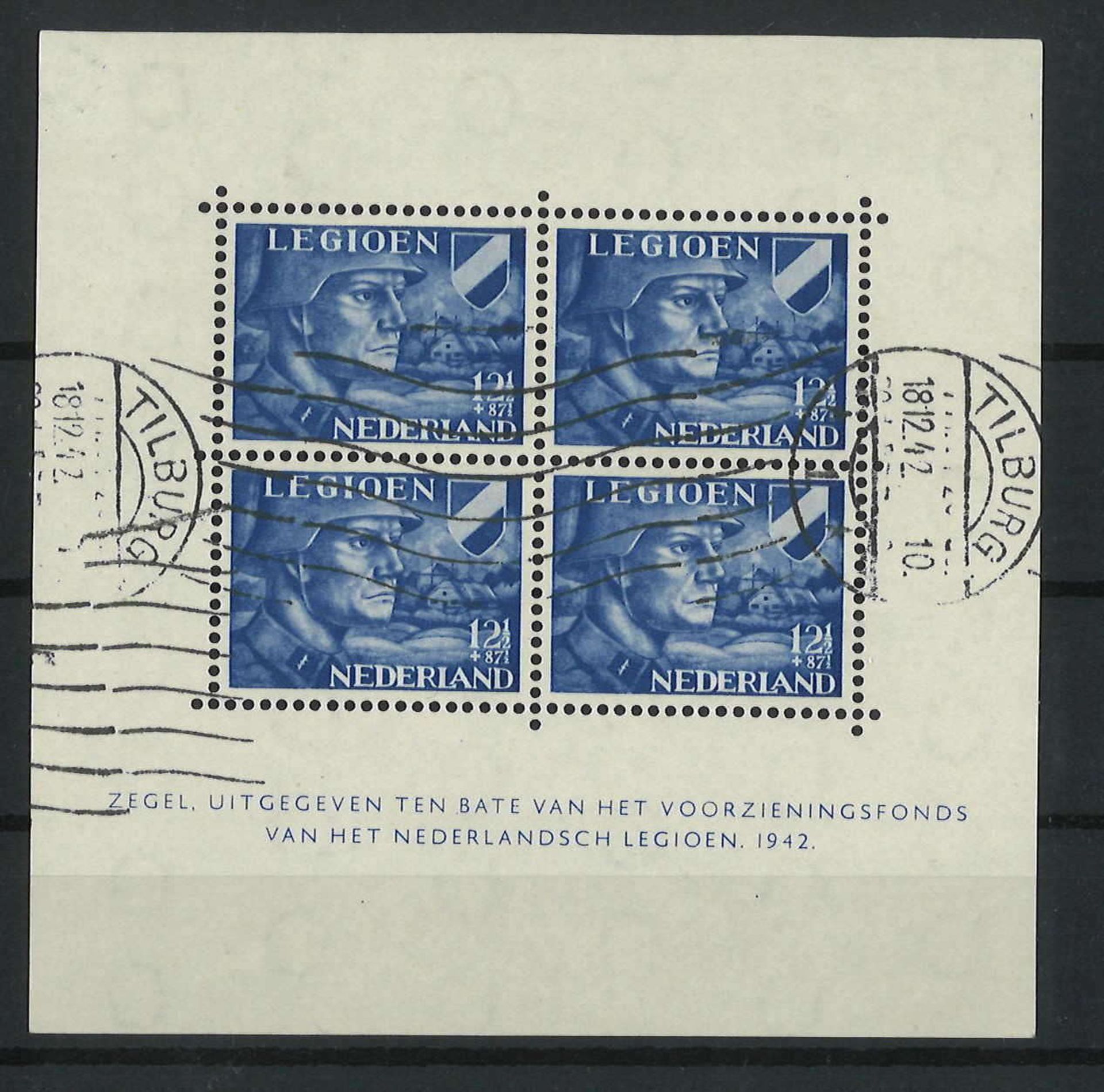 Netherlands 1942, Nederland Legioen, Michel No. Block 2, catalog price 100 euros