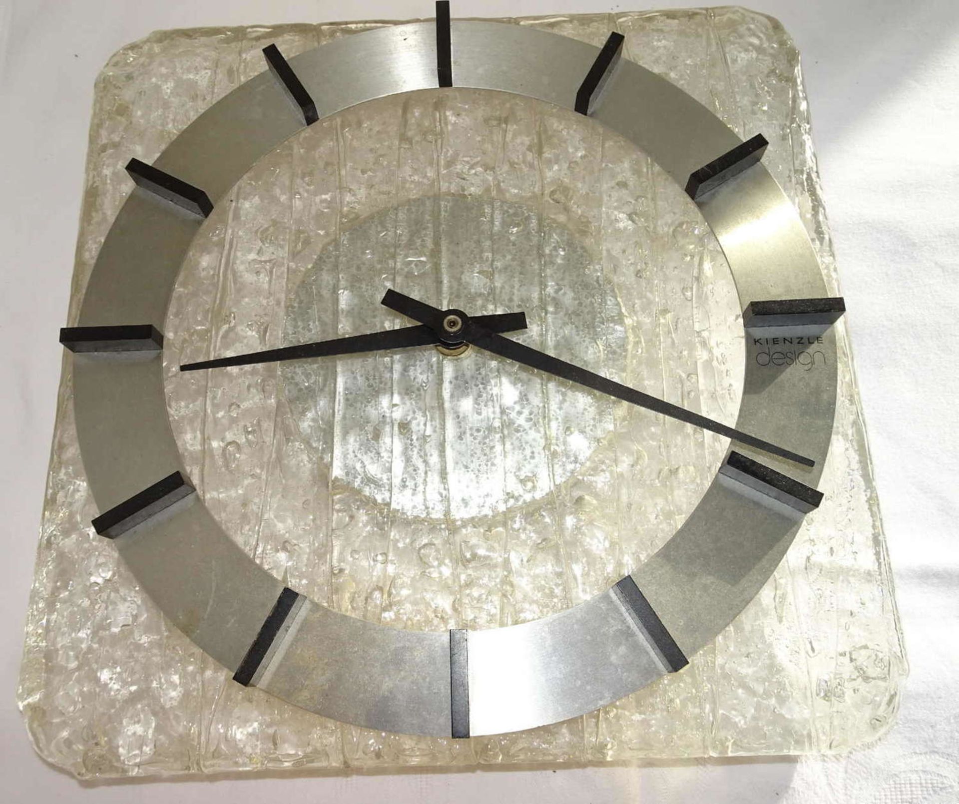 Acrylic wall clock with metal dial, 1970s.