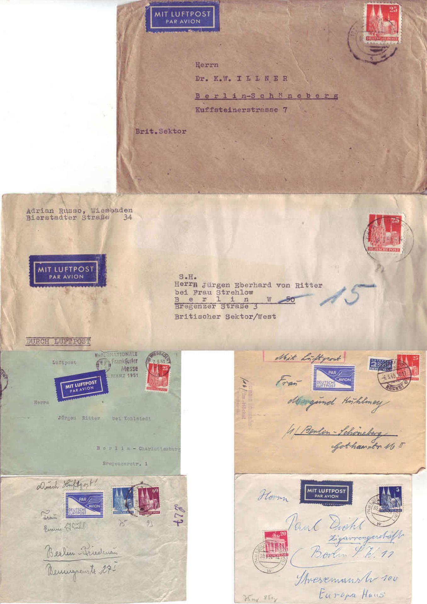 Germany Bizone, 15 airmail documents, different preservations. Please visit. - Bild 2 aus 2