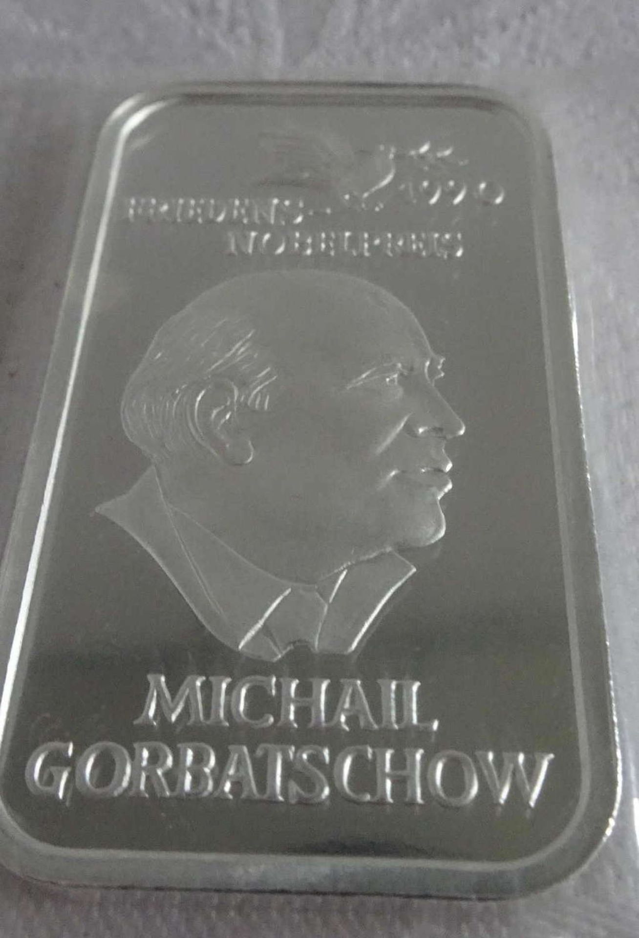 1 oz fine silver 999, Switzerland 1990, Nobel Peace Prize Michail Gorbatschow.