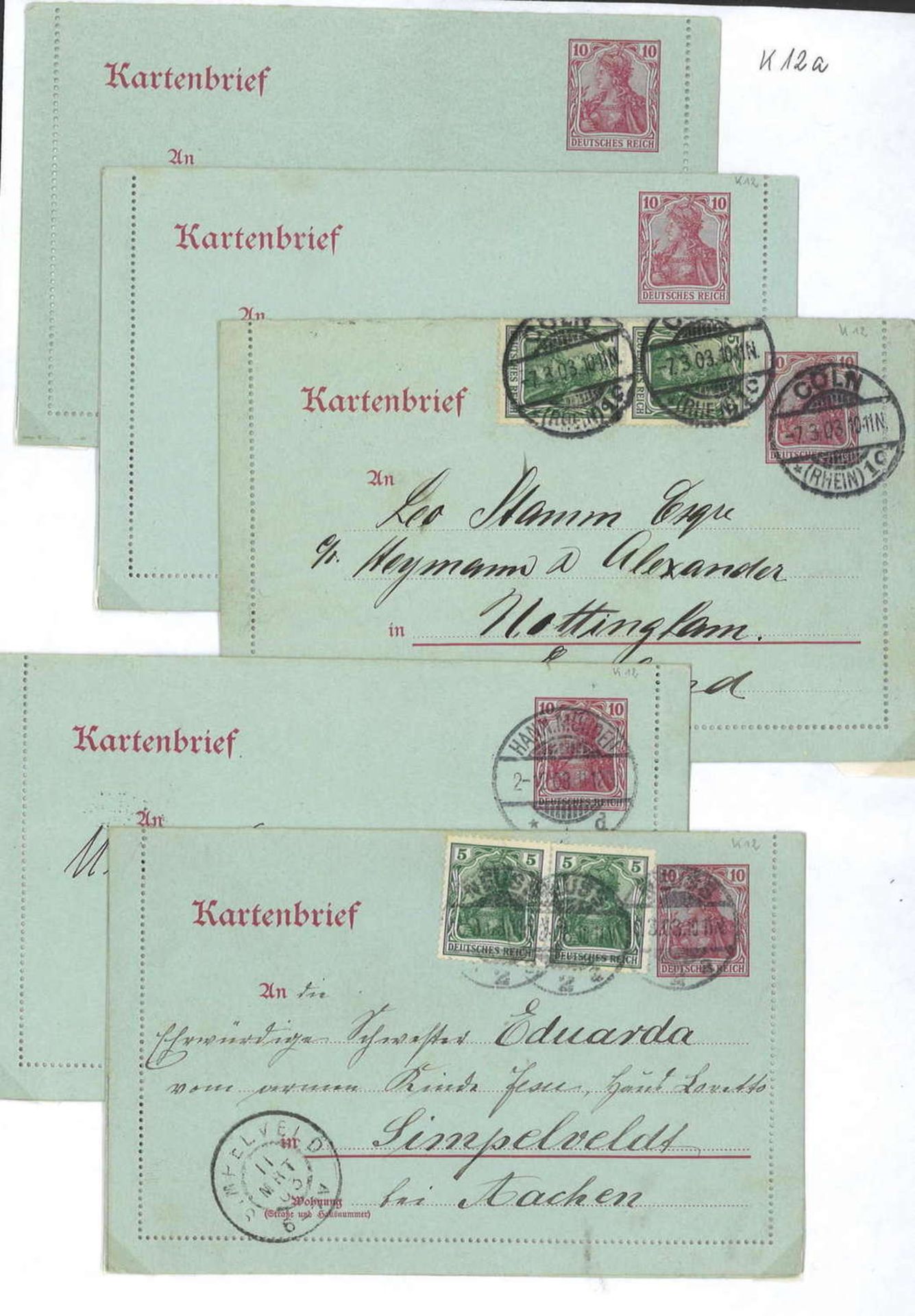 German Empire, TOP collection, card letters from K1 - K23 with undervalues. - Bild 3 aus 5