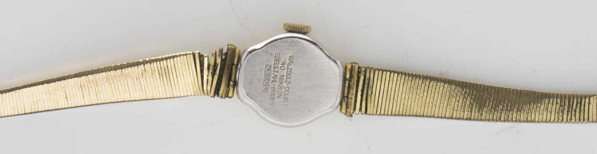 Dugena women's wristwatch, gold-plated. mechanically. The clock starts. - Image 2 of 2