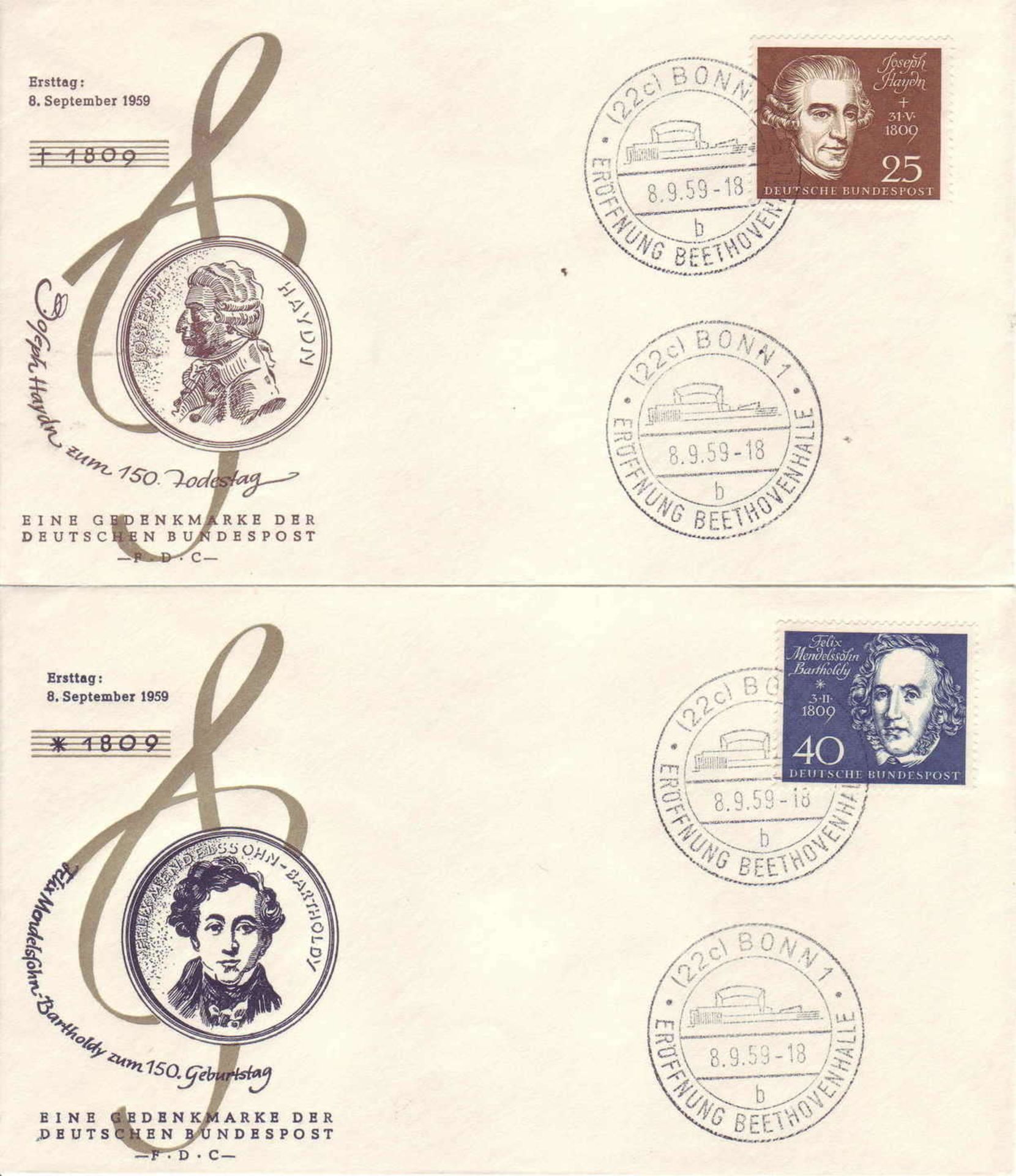 FRG Mi. - No. 315 - 319 each individually on FDC with special cancellation. - Image 2 of 2