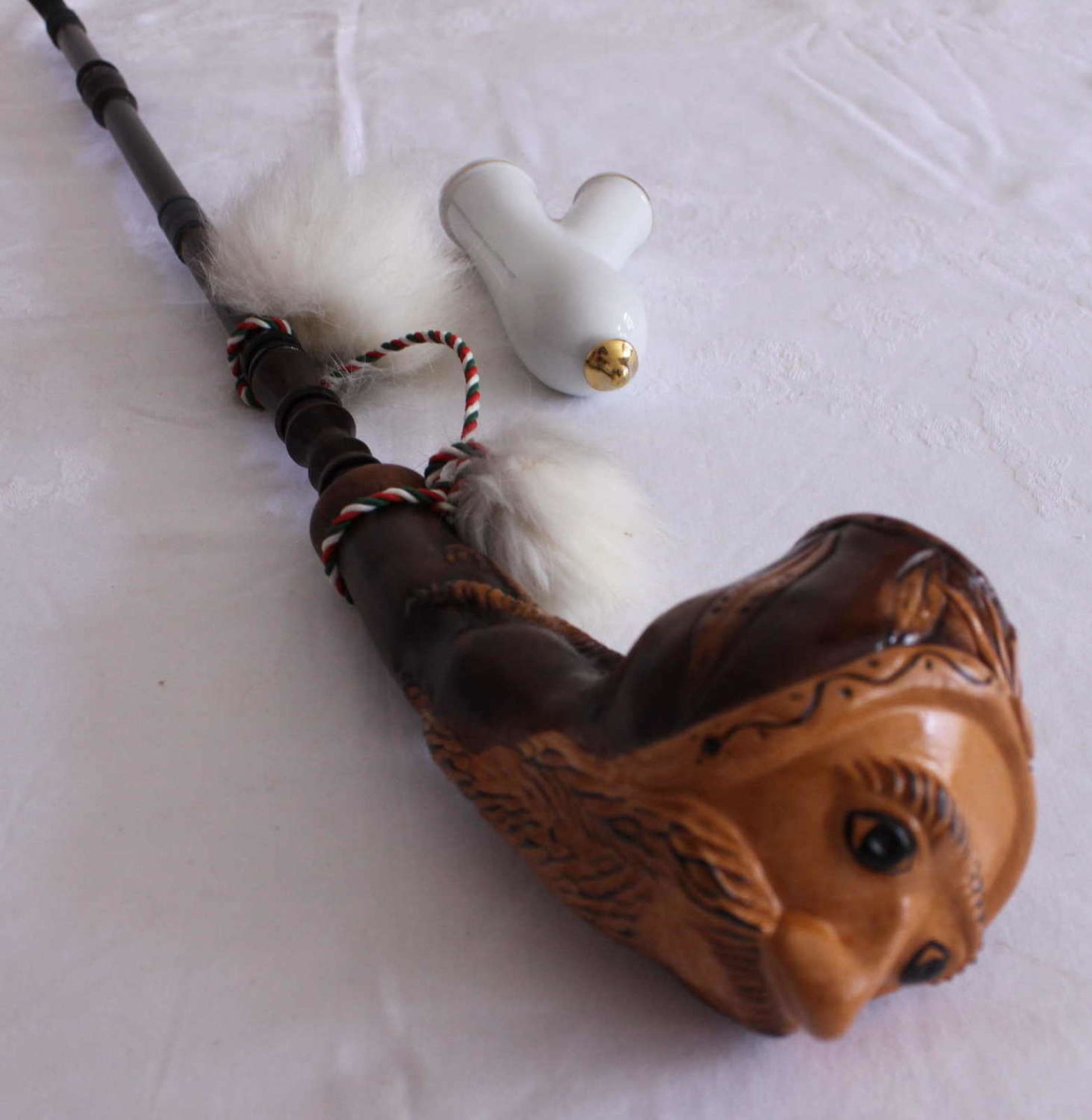 1 whistle with clay head, Hungary, good condition. Total length about 60 cm - Image 2 of 2