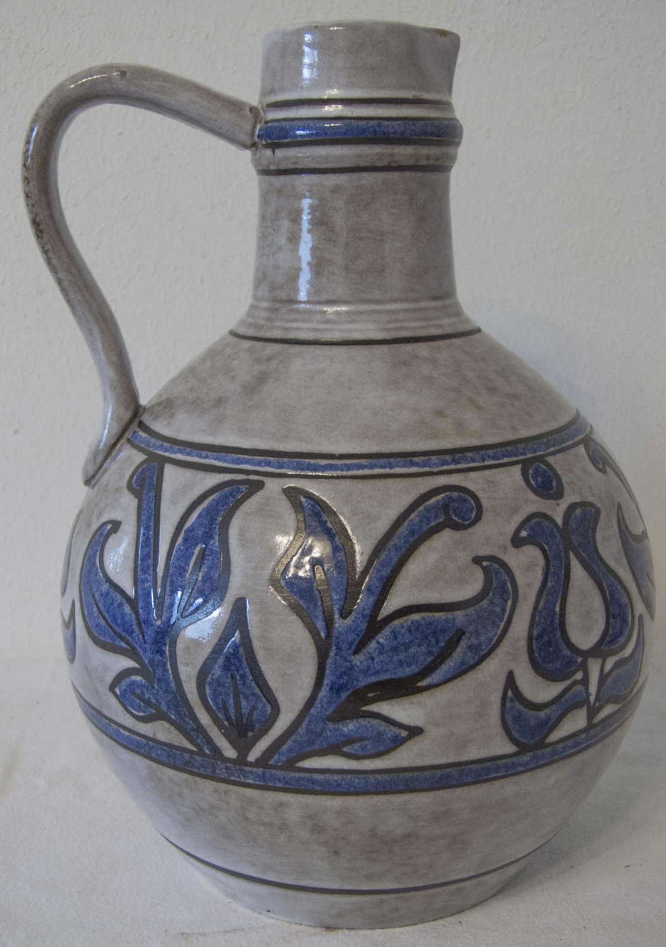 Salt glaze Henkel - vase, height: approx. 31 cm. Handwork.