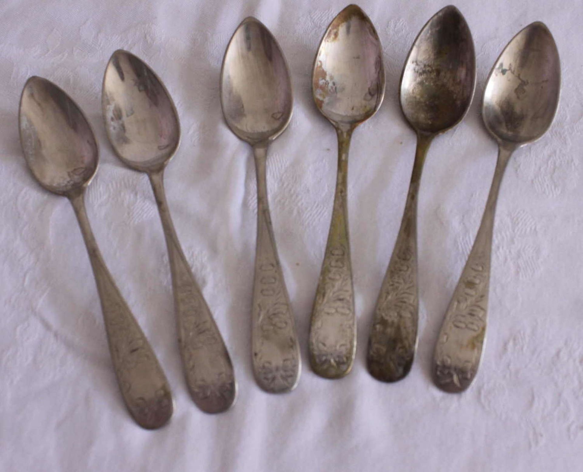 6 coffee spoons, 800 silver, same series, total weight about 88 gr - Image 2 of 2