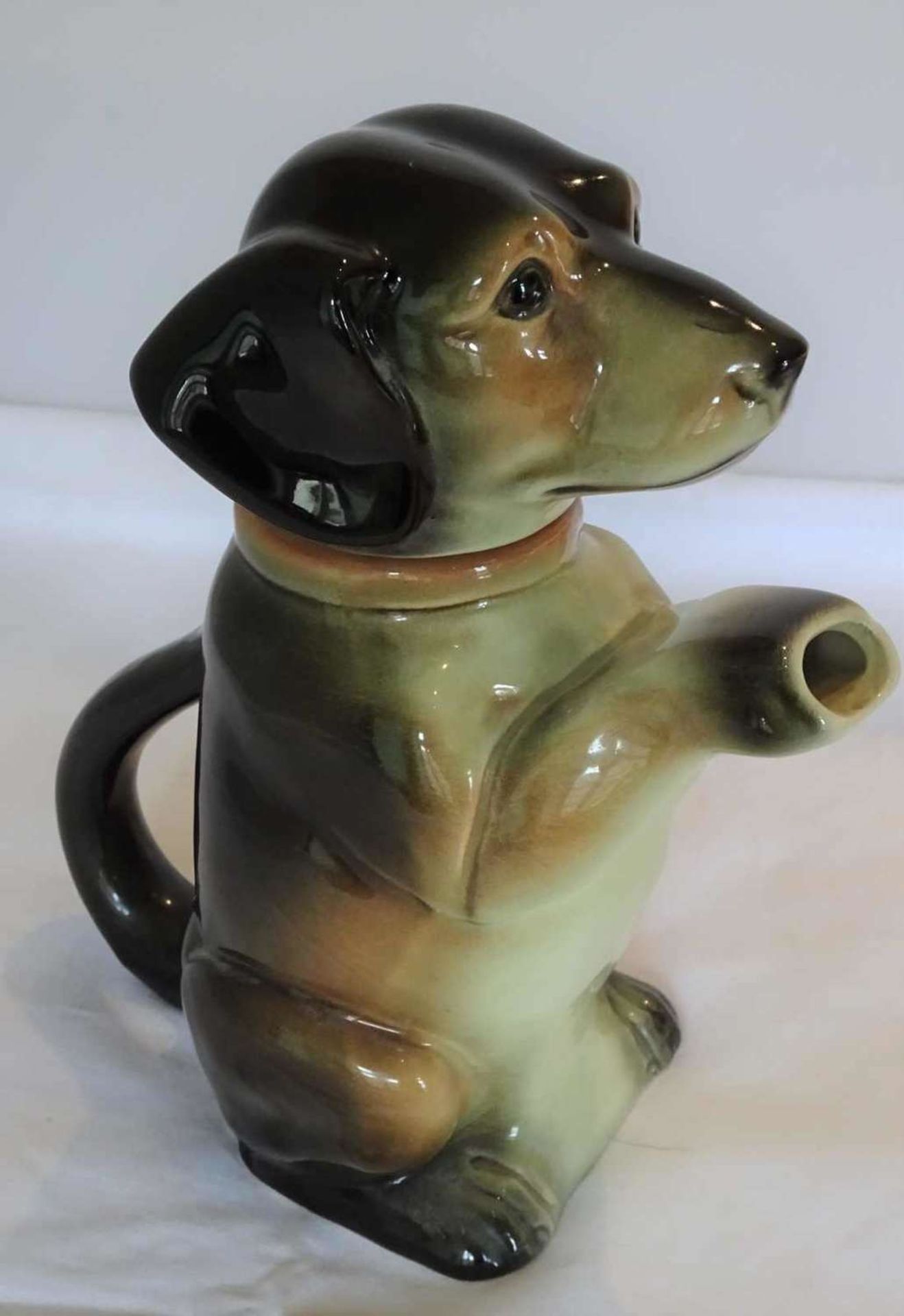 Cocoa pot, ceramic, motif: Dachshund. Marked with No. 6703 B. Height approx.20.5 cm. Very good